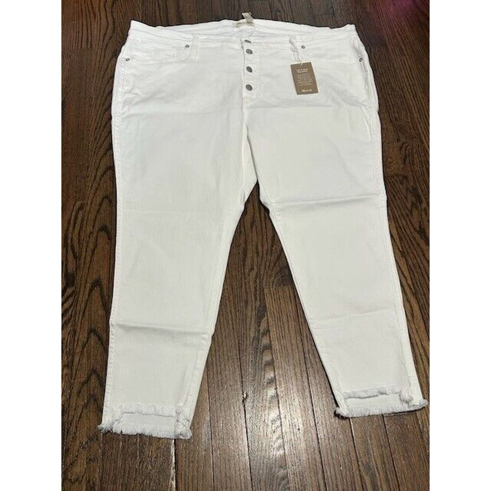 Madewell‎ 10" High Rise Skinny Jeans Button Fly Frayed Hem Denim White 37P NEW